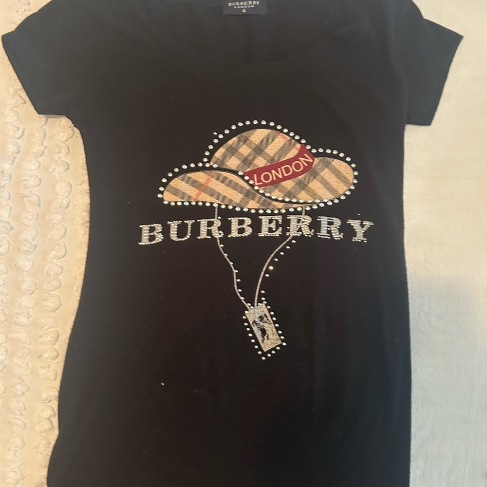 Burberry Black Tee with London Cowboy Hat Graphic